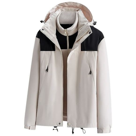 Aboser Women's 3 in 1 Winter Skiing Jacket Thermal Fleece Hooded Raincoat Athletic Snowboarding Rain Jacket Outdoor Mountain Snow Coat