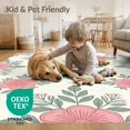 thumbnail image 4 of ODIKA 9'x12' Washable Area Rug Boho Delicate Botanical Scattered Motifs Shaggy Look Pink Solid Refined for Great Room, Indoor Concept, Large Living Low Pile, Flatwoven, 4 of 7