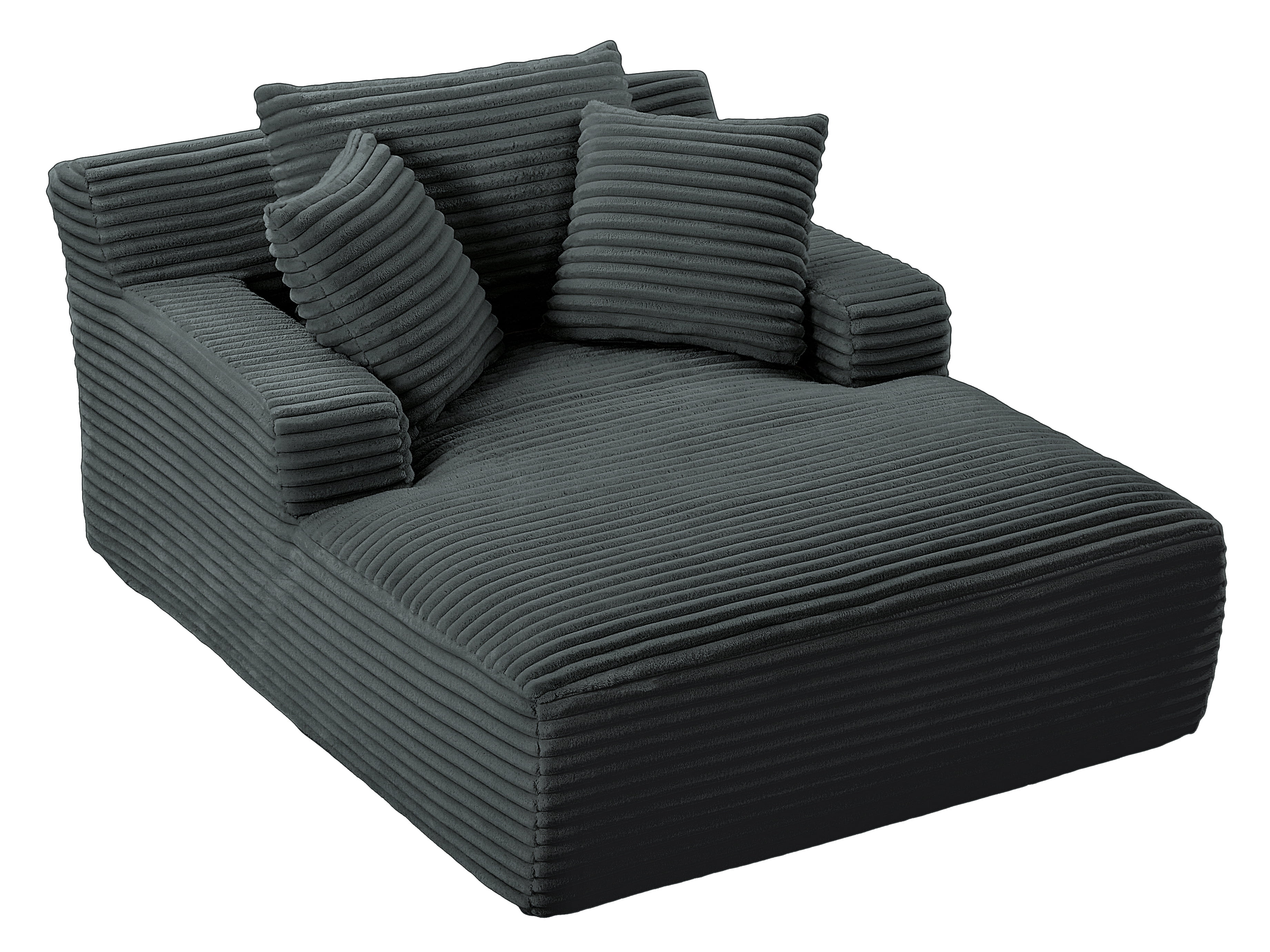 AISWORD 66" Oversized Indoor Chaise Lounge Chair, Corduroy Fabric Modern Sofa Couch with High-Density Foam, Ergonomic Comfy Sleeper Sofa, No Assembly Required
