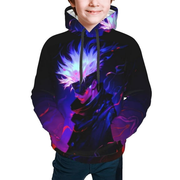 Jujutsu Kaisen Satoru Gojo Kids' Hoodie 3d Print Sweatshirt Soft Pullover Hooded With Big Pockets For Boys Or Girls Small