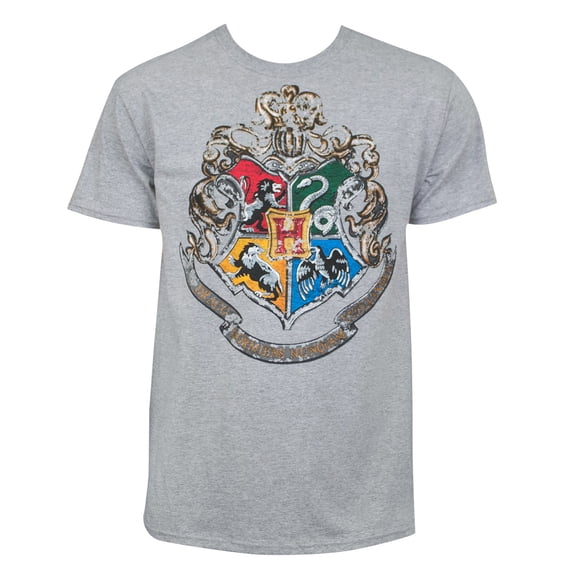 Harry Potter Hogwarts Crest Adult Tee Shirt, XS-XL (Unisex)