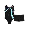 thumbnail image 4 of Yartina Girls' Ballet Gymnastics Leotard Figure Ice Skating Outfit Sparkly Bodysuit with Shorts Dance Cyan 10, 4 of 7