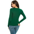 thumbnail image 4 of Women Long Sleeve Crew Neck/Scoop Neck Rayon Slim Fit Stretchy Layer T Shirts Tops, 4 of 4