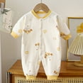 thumbnail image 2 of XUNKUSGA Baby Clothes Cute Floral Long Sleeve Cotton Baby Romper Overall Unisex Baby Clothes Newborn Baby One-Piece Button Jumpsuits Infant Bodysuit 0-2 Years, 2 of 3