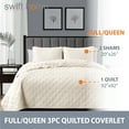 thumbnail image 6 of Swift Home Modern Ultra Soft Microfiber Traditional Diamond Quilting Coverlet Quilt Set Coconut Milk Full - Queen 3 Piece, 6 of 6