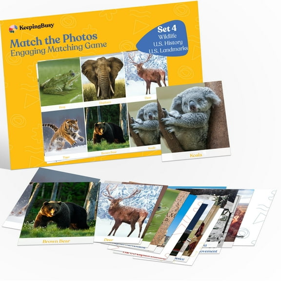 Keeping Busy Match The Photo Activity for Late Dementia, with Fun Facts & Discussion Booklet, Matching Card Game for Seniors with Dementia, Set 4, Engaging Alzheimer’s and Dementia Activities