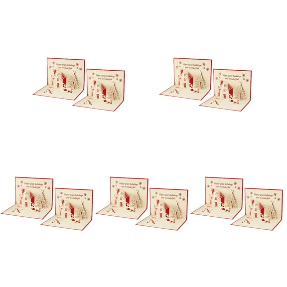 Masteelf 10 pcs Christmas Cards 3D Hollow Christmas Greeting Card Blessing Cards Gift Cards