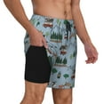 thumbnail image 2 of Cauagu Camping Caravan Print Mens Swim Trunks Quick Dry Board Shorts Swim Shorts with Compression Liner Bathing Suits-Large, 2 of 6