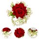 thumbnail image 2 of 4 Uds. Brazalete de ramillete nupcial de boda pulsera decorativa de ramillete de muñeca pulsera de flores para novia, 2 of 3