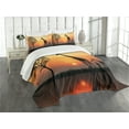thumbnail image 3 of Ambesonne Animal Quilted Bedspread Set 3 Pcs, Giraffe in Wild Forest, King Size, Orange Black, 3 of 5
