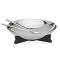 thumbnail image 2 of Godinger 91740 Hammered Salad Bowl with Wooden Base & Server, Silver, 2 of 3