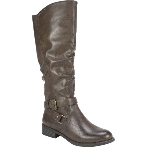 White Mountain Women's Liona Tall Knee High Boot Brown Burnished Smooth PU 9 M Brown Size 9 M