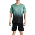 thumbnail image 2 of Wxolcjlv Gradient Print Outfit Set for Men Short Sleeve Crew Neck Sport Outfit Activewear, 2 of 6