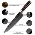 thumbnail image 4 of 8PCS Kitchen Knives Set ,Stainless Steel Chef Knife Set,Japanese Damascus Style ,Black, 4 of 9