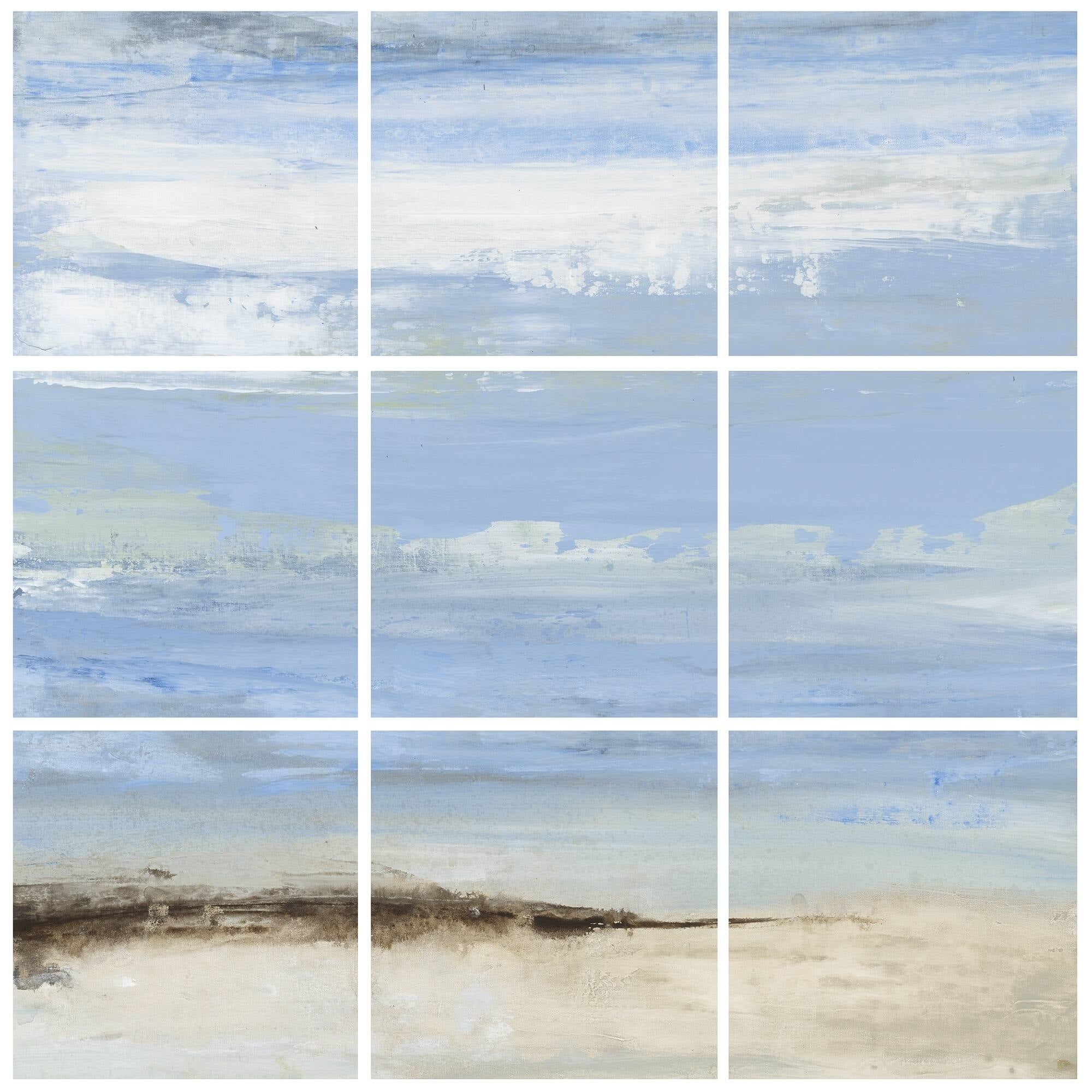 The Stupell Home Decor Collection Abstract Beach Seascape by Liz Jardine 9 Piece Canvas Wall Art Set