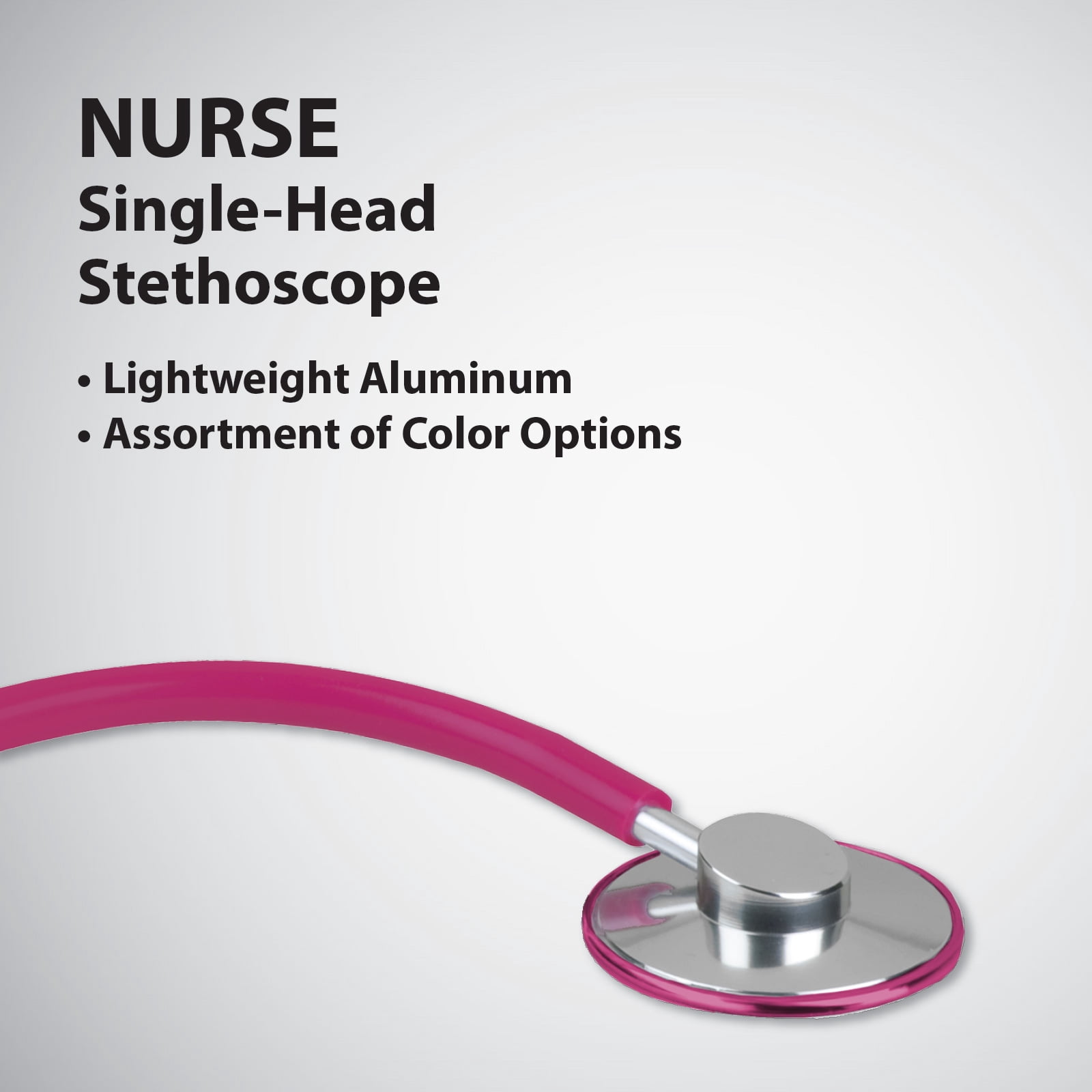 Prism Series Aluminum Single Head Nurse Stethoscope, Magenta, Boxed