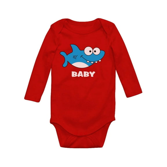 Tstars Boys Unisex Gift for Son Daughter Grandson Granddaughter Shark Outfit for Baby Family Birthday Party Gift Baby Long Sleeve Bodysuit