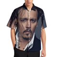 thumbnail image 2 of Johnny Depp Casual Short Sleeve Shirt Lapel Collar Shirt Summer Beach Shirt XS, 2 of 8