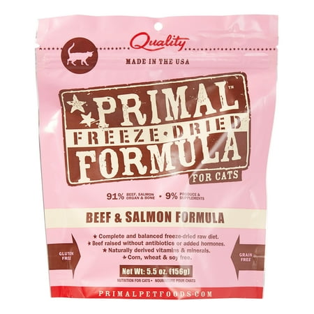 Primal Pet Foods Grain-Free Beef & Salmon Formula Freeze Dried Cat Food, 5.5 (Best Organic Cat Food)