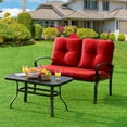thumbnail image 3 of Gymax 2PCS Patio Loveseat & Table Set Conversation Sofa Set w/ Red Cushions, 3 of 9