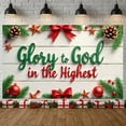 thumbnail image 3 of Green Lettering Glory to God Banner Red Bow Christmas Banner Pine Branch Star Ornament Religious Banner for Christmas Celebration Church Service Worship Event, 3 of 9