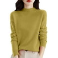 thumbnail image 2 of Women's 100% Merino Wool 2024 Fall Winter First-Line Ready to Wear Long Sleeve Seamless Knit Mock Neck Sweater Yellow XL, 2 of 5