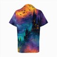 thumbnail image 4 of Towmus Womens Halloween Hawaiian Shirt Cute Pumpkin Spooky Castle Graphic Tee Magical Halloween Short Sleeve Button Up Tops, 4 of 6