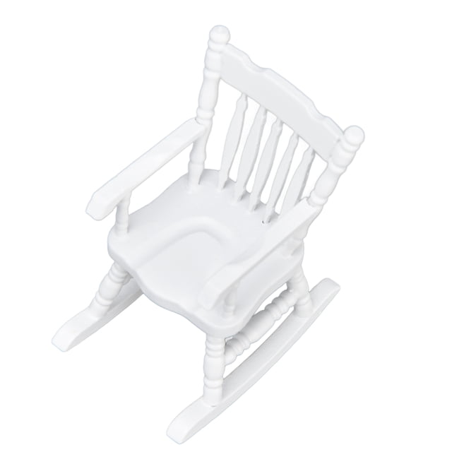 Silla 1:12 Silla De Casa De Muñecas Casa De Muñecas De Madera Silla Mecedora En Miniatura Mini Muebles Blancos Para Casa De Muñecas