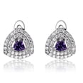 thumbnail image 3 of AVORA 925 Sterling Silver Purple Triangular Simulated Diamond CZ Halo Pendant Necklace and Stud Earrings Set with 18" Chain, 3 of 7