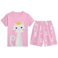 thumbnail image 3 of Shadoumai Girls Clothing Sets Size 6 Cute Print T-Shirt and Shorts Outfit Casual Hoodie Pullover Tops and Pants, 3 of 3