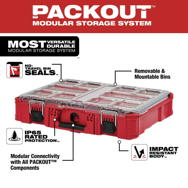 10-Compartment Red Deep Pro Portable Tool Box with Storage and Organization  Bins for Small Parts