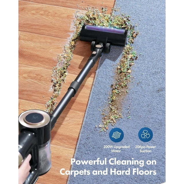 Homeika Cordless Vacuum Cleaner, 20Kpa Powerful Suction Vacuum with LED Display, 8 in 1 Lightweight Stick Vacuum with 30 Min Runtime Detachable Battery