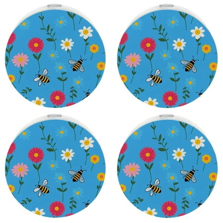 

Automatic Night Lights Plug into Wall for Kids & Adults Daisy Pink Flower Bee Dusk to Dawn Sensor Nightlights for Room Bedroom Bathroom Hallway Kitchen