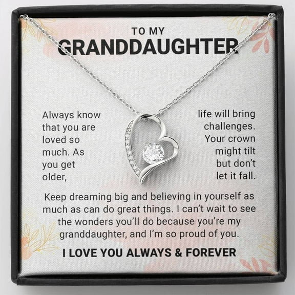 To My Granddaughter Necklace from Grandma or Grandpa - Granddaughter Jewelry Gift for Her, Perfect on Birthday, Christmas & Graduation