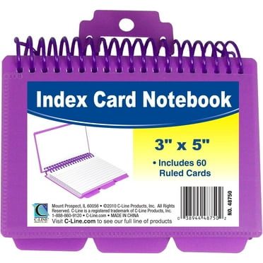 C-Line Spiral Bound Index Card Notebook With Index Tabs - Assorted Tropic Tones Colors, 1/EA, 48750