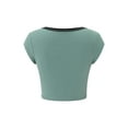 thumbnail image 5 of Franhais Women Summer Causual T-shirt, Short Sleeve U Neck Contrast Color Crop Top, 5 of 9