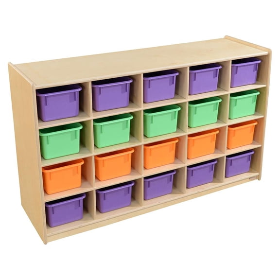 wood designs 14583 tip-me-not 20 tray storage with assorted trays