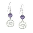 thumbnail image 2 of One Pair Handmade Round Filigree Sterling Silver Beaded Earrings - Purple, 2 of 3
