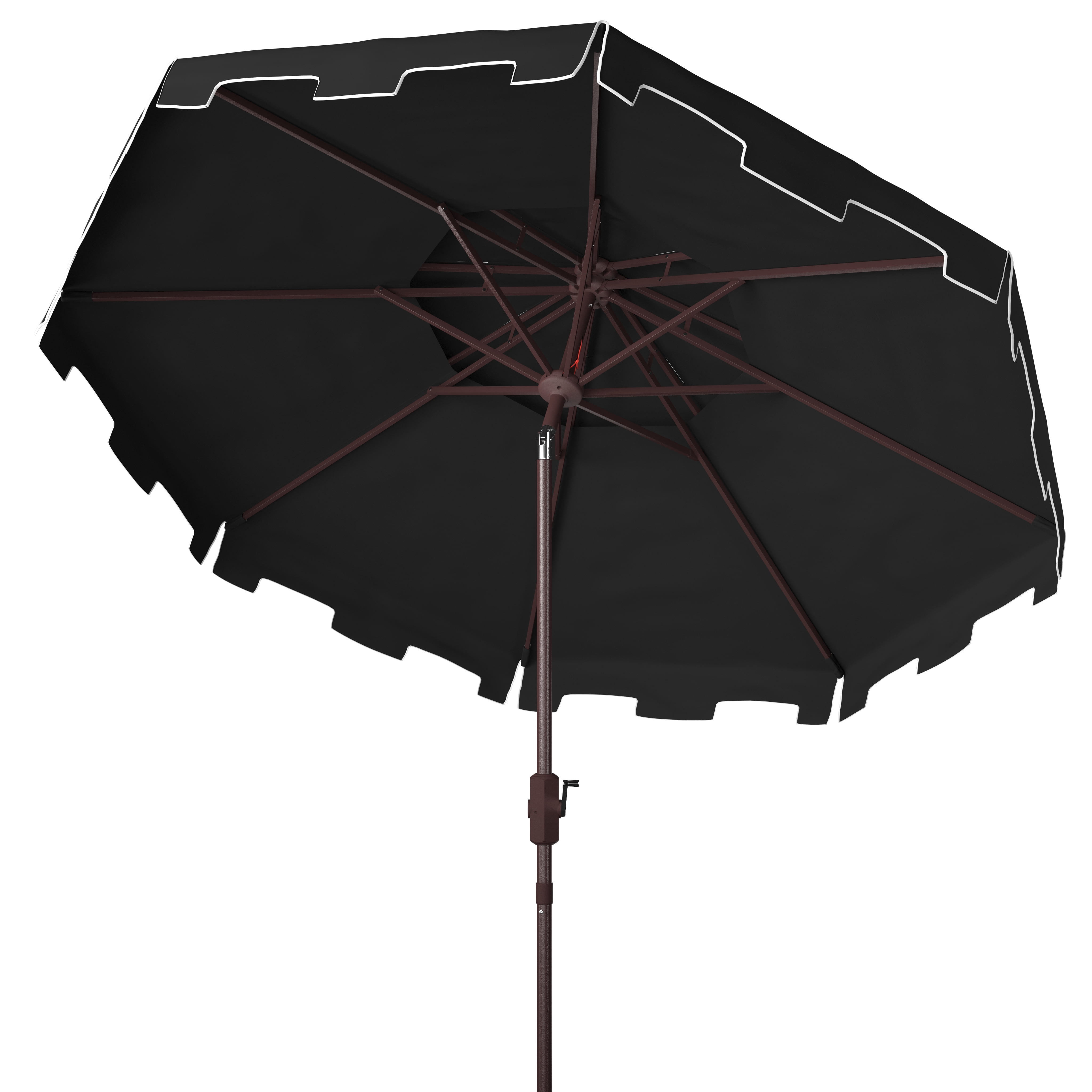 SAFAVIEH Zimmerman 9' Market Double Top Patio Umbrella, Black/White