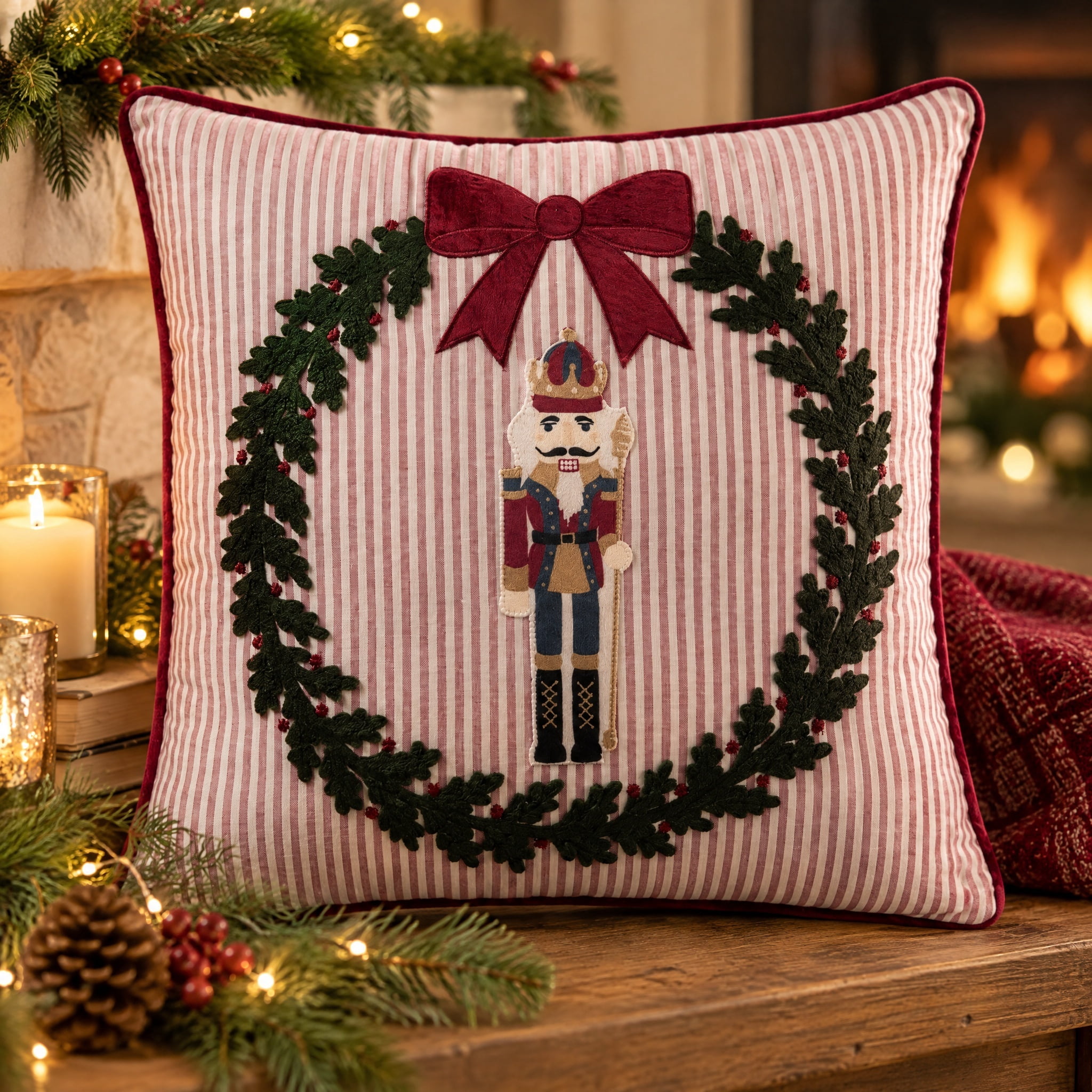 My Texas House Nutcracker Decorative Christmas Pillow, Multicolor, 18" x 18"