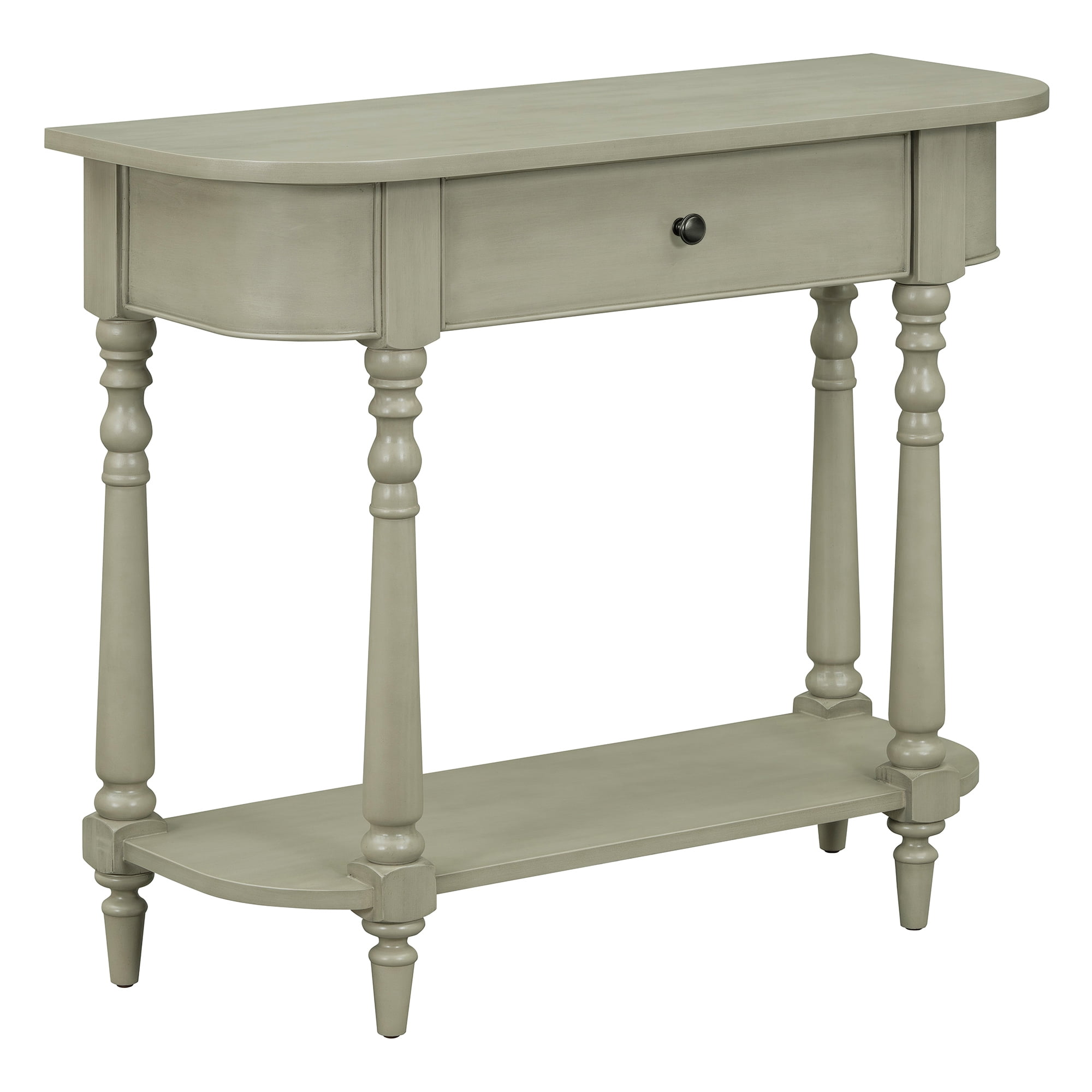 EUROCO 36" Retro Console Table with Drawer,Solid Wood Entryway Table Sofa Table with Open Storage Shelf and Corner-Curved Design for Entryway, Hallway and Living Room,Gray