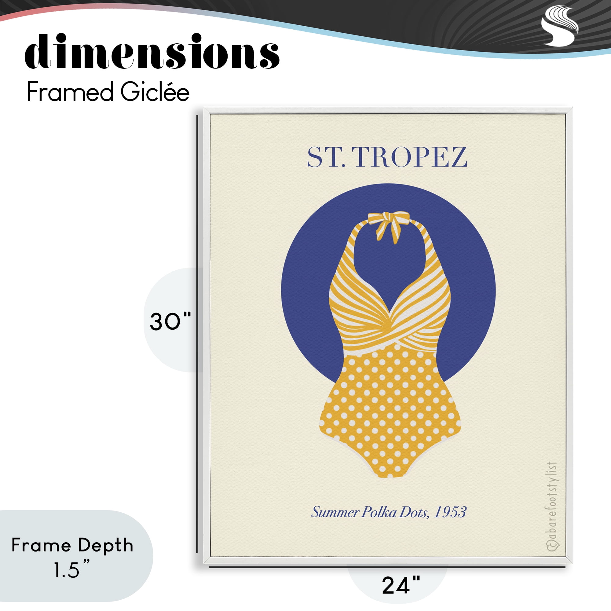 Stupell Industries St. Tropez Dotted Swimsuit White Framed Giclee Art, design by A Barefoot Stylist