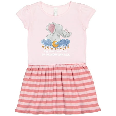 

Inktastic My Uncle Loves Me to the Moon and Back Elephant Family Gift Toddler Girl Dress