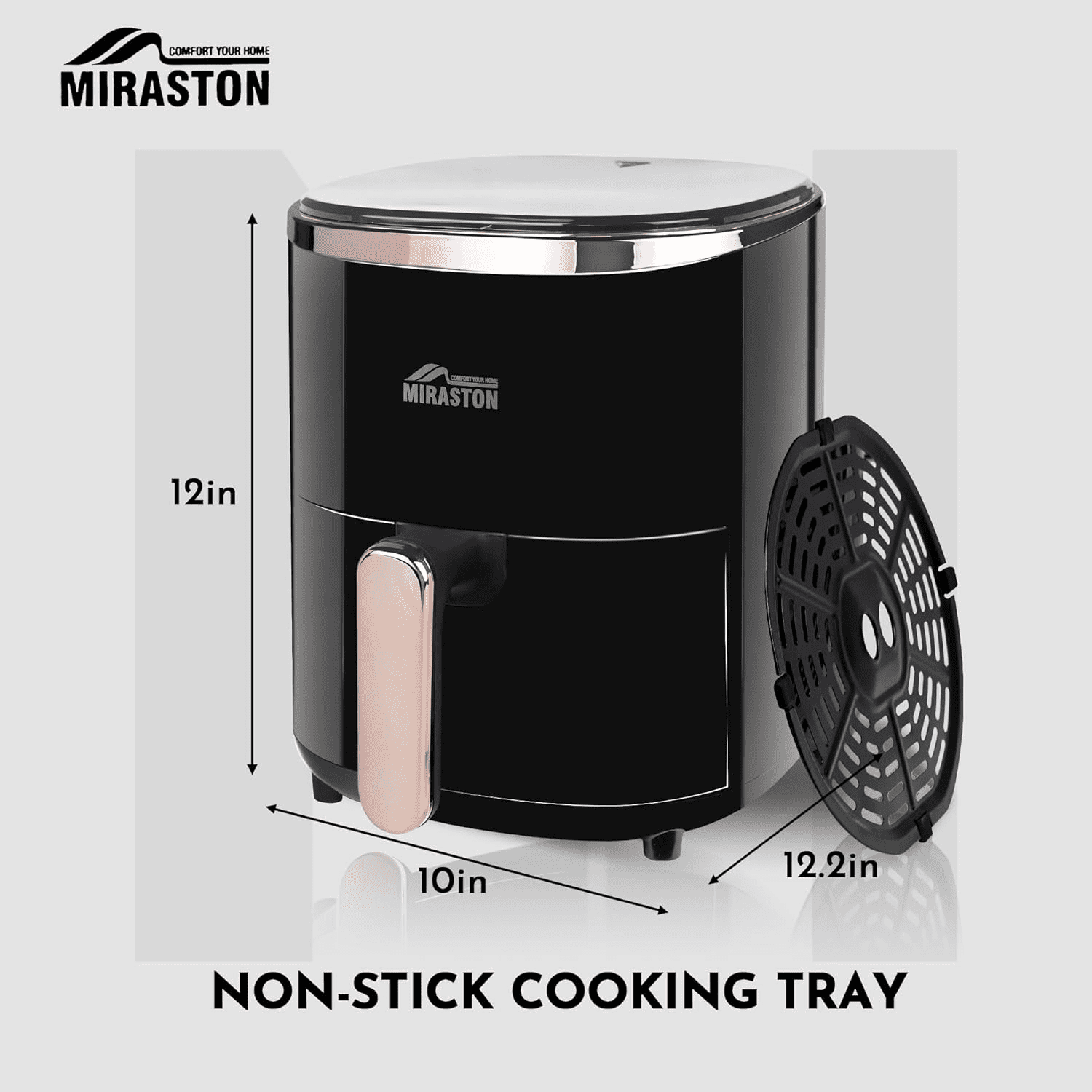 MIRASTON 3.6QT Personal Air Fryer with Digital Display & 9 Presets, Stainless Steel, Ideal for Small Kitchens