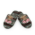 thumbnail image 2 of COEQINE American Tribal Highland Cow Hibiscus Winter Slippers for Women, Fall Fuzzy Slippers Comfortable Open Toe Home Shoes Lightweight Warm Indoor House Slides for Trip Hotel Bedroom, 46-47, 2 of 7
