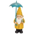 thumbnail image 2 of Estatuilla de jardín de resina-Gnomo de Navidad con impermeable amarillo con luces LED solares, decoración festiva al aire libre para Patio césped Soledad estatua de gnomo, 2 of 8