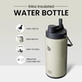 thumbnail image 2 of Botella de agua con aislamiento de 1,9 L, con pajita y tapa, color gris, 2 of 7