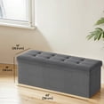 thumbnail image 3 of LEDREM 43" Foldable Storage Ottoman Bench with 660lb Capacity, Ottoman with Storage, Footrest, for Living Room, Bedroom, Dark Gray, 3 of 6