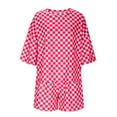 thumbnail image 5 of ZZwxWA Women 2 Piece Summer Checkered Outfits Casual Plaid Print Short Sleeve Pullover Top and Shorts Matching Lounge Set, 5 of 6