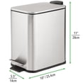 thumbnail image 4 of Bote de basura mDesign Slim Metal de 5 litros con pedal y tapa de acero inoxidable, 4 of 8